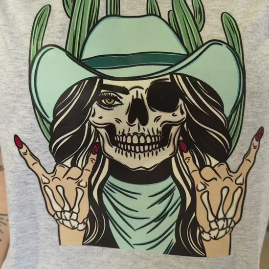 Skeleton Cowgirl Western Tee Video 