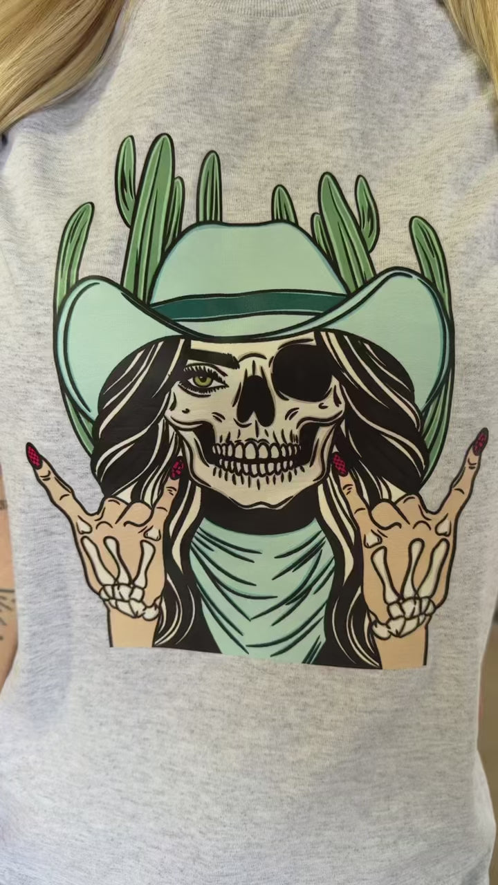 Skeleton Cowgirl Western Tee Video 