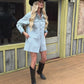Long Sleeve Button Up Denim Romper