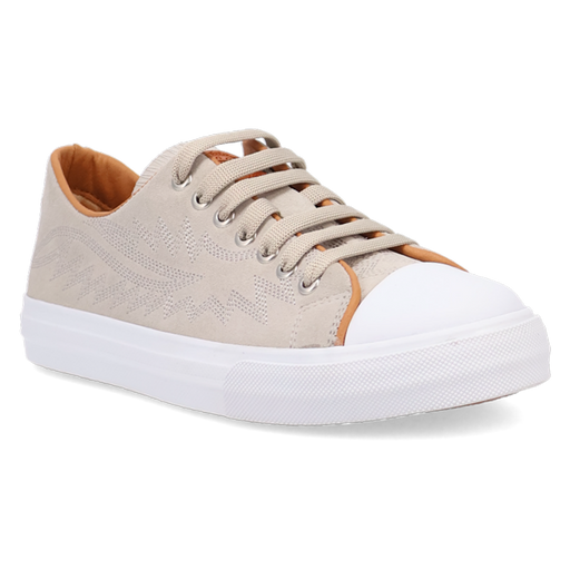 Beige sneaker with white sole on a white background