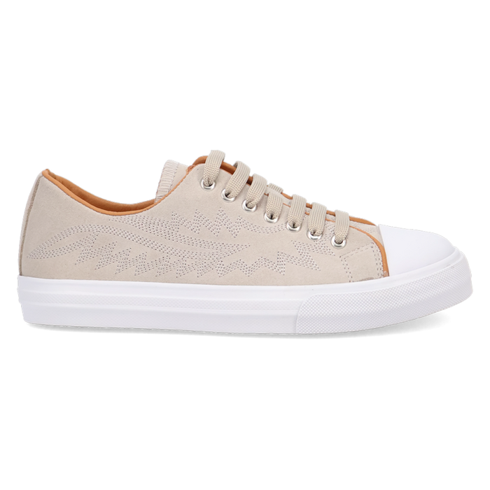 Beige sneaker with white sole on a white background